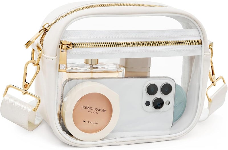 Fibrdoo Clear Bag Stadium Approved, Leather Clear Crossbody Purse Bag for Concerts Sports Events Festivals - Image 1